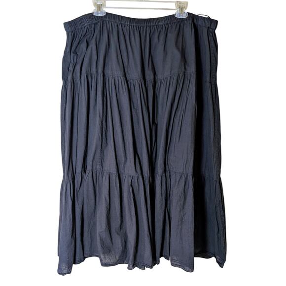 Ellos Plus Size 28 Black Tiered Broomstick Peasant Skirt Beach Boho - Picture 1 of 7